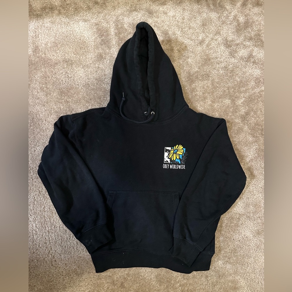Obey Worldwide Hoodie Black XS with Floral